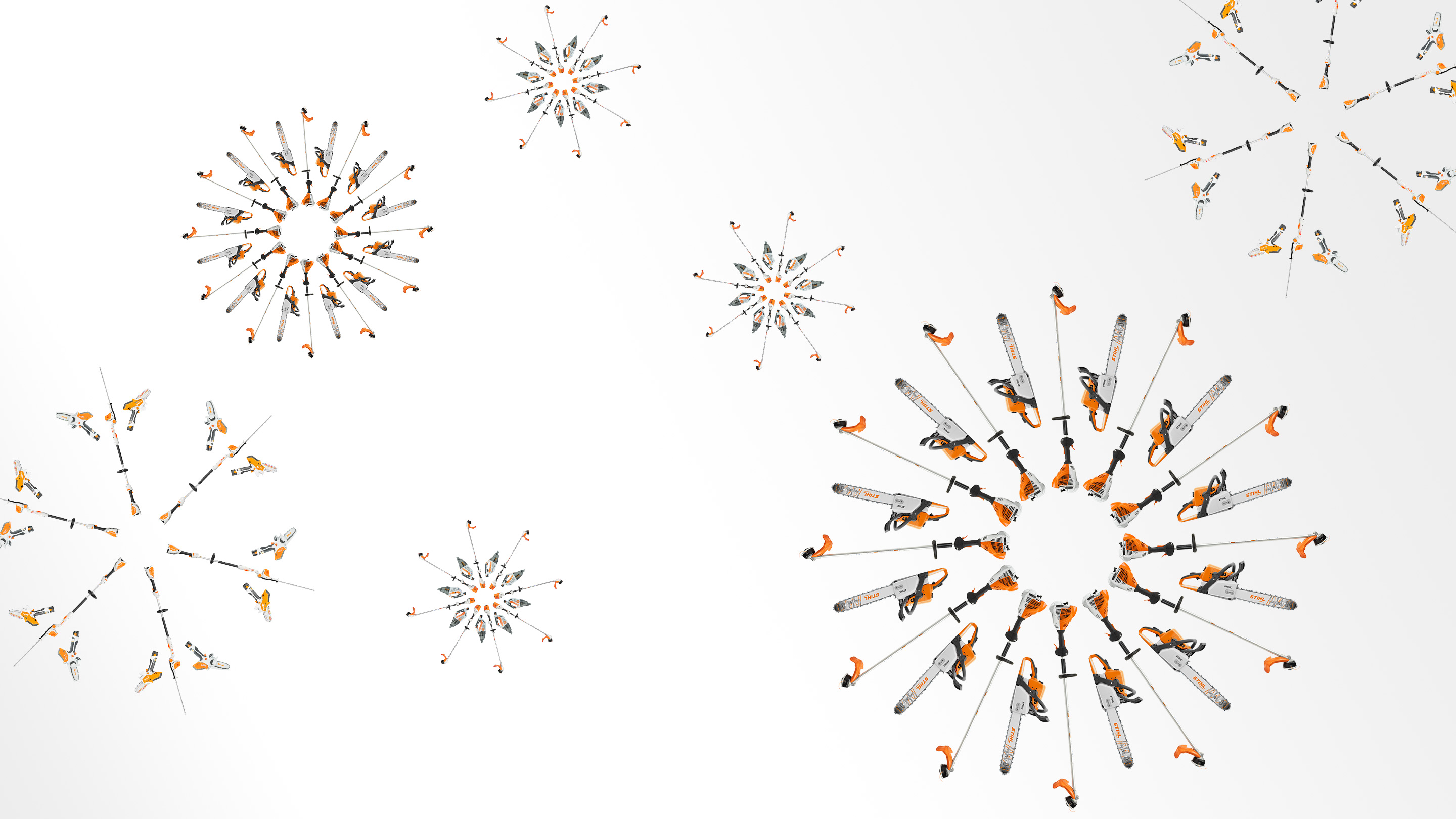 Fiocchi di neve realizzati con gli attrezzi da giardino STIHL.
