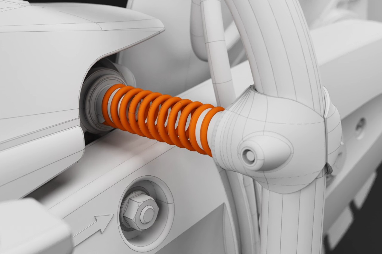 Nahaufnahme einer Aufhängung des Antivibrationssystems eines STIHL‑Trennschleifers.