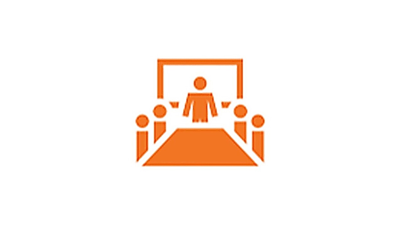 Symbole orange représentant une salle de réunion